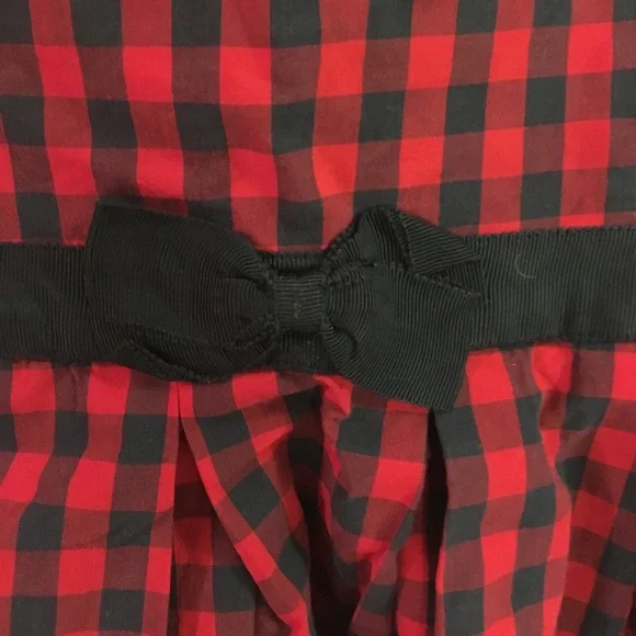 NWT Abercrombie holiday M Navy Red plaid top w bow - Picture 2 of 5